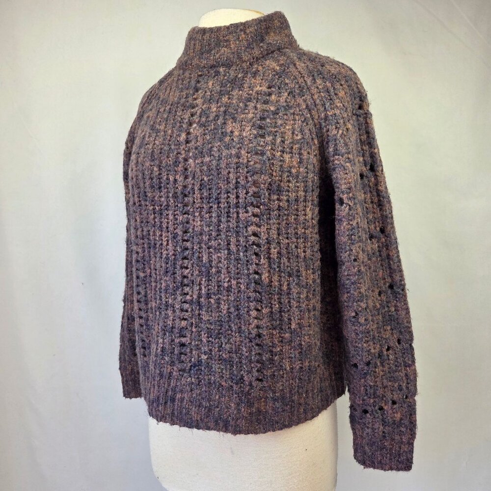 Madewell Pointelle Mockneck Chunky Knit Sweater XS  Purple